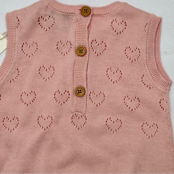 NWT BONTON Paris Baby Romper Rose Pink Heart Cotton Knit Size 3M - Picture 9 of 16